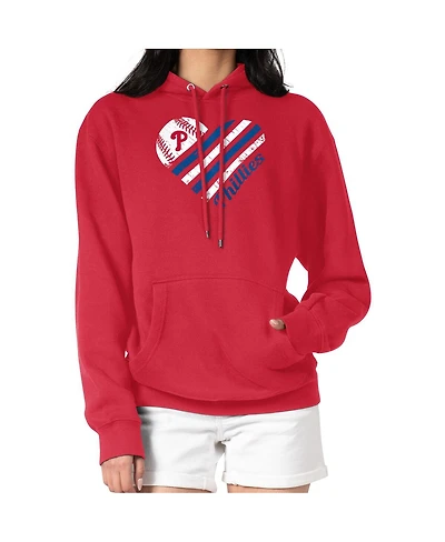 G-iii 4Her by Carl Banks Women's Red Philadelphia Phillies Heart Fleece Pullover Hoodie