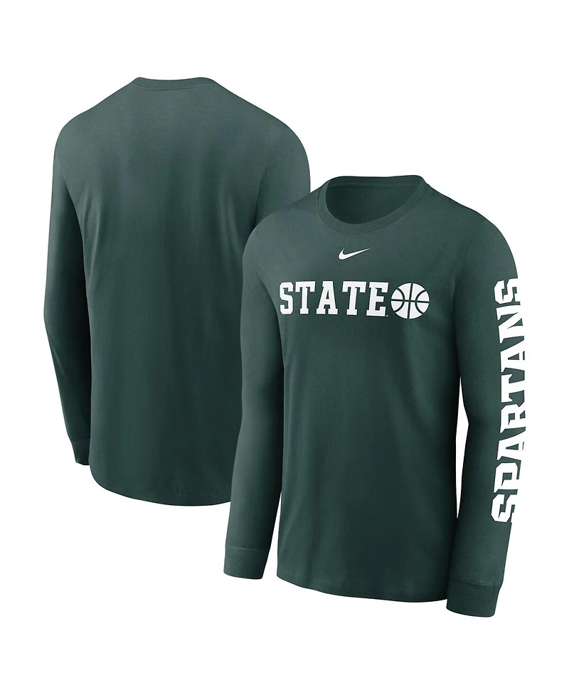 Nike Men's Green Michigan State Spartans Basketball Icon Two-Hit Long Sleeve T-Shirt