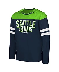 G-iii Sports by Carl Banks Men's College Navy/Neon Green Seattle Seahawks Adaptive Hail Mary Long Sleeve T-Shirt
