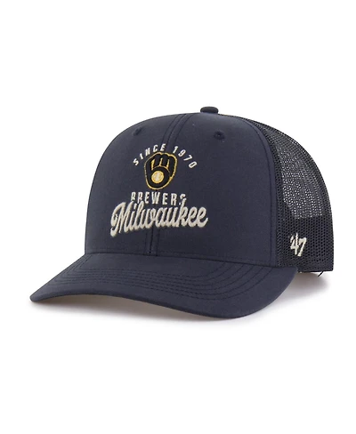 '47 Brand Men's Navy Milwaukee Brewers Pitstop Trucker Adjustable Hat