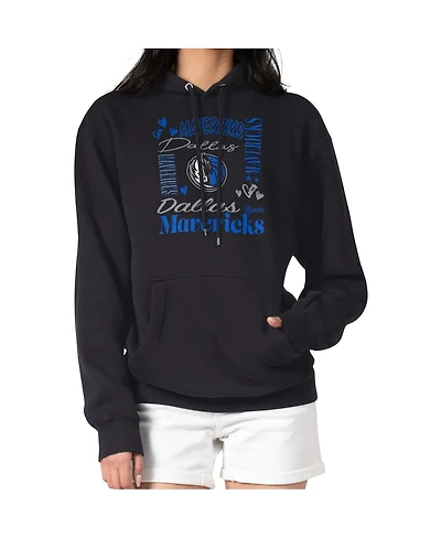 G-iii 4Her By Carl Banks Women's Black Dallas Mavericks Team Collage Graphic Fleece Pullover Hoodie