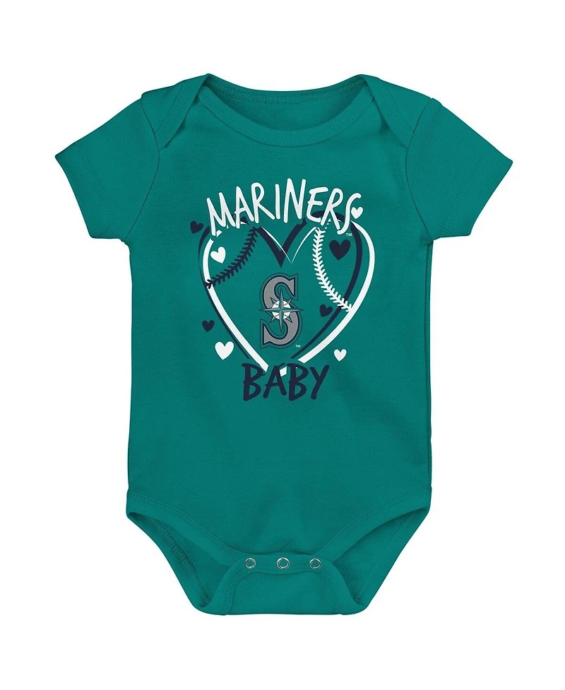 Outerstuff Baby Boys and Girls Three-Pack Seattle Mariners Slide Home Bodysuit Set
