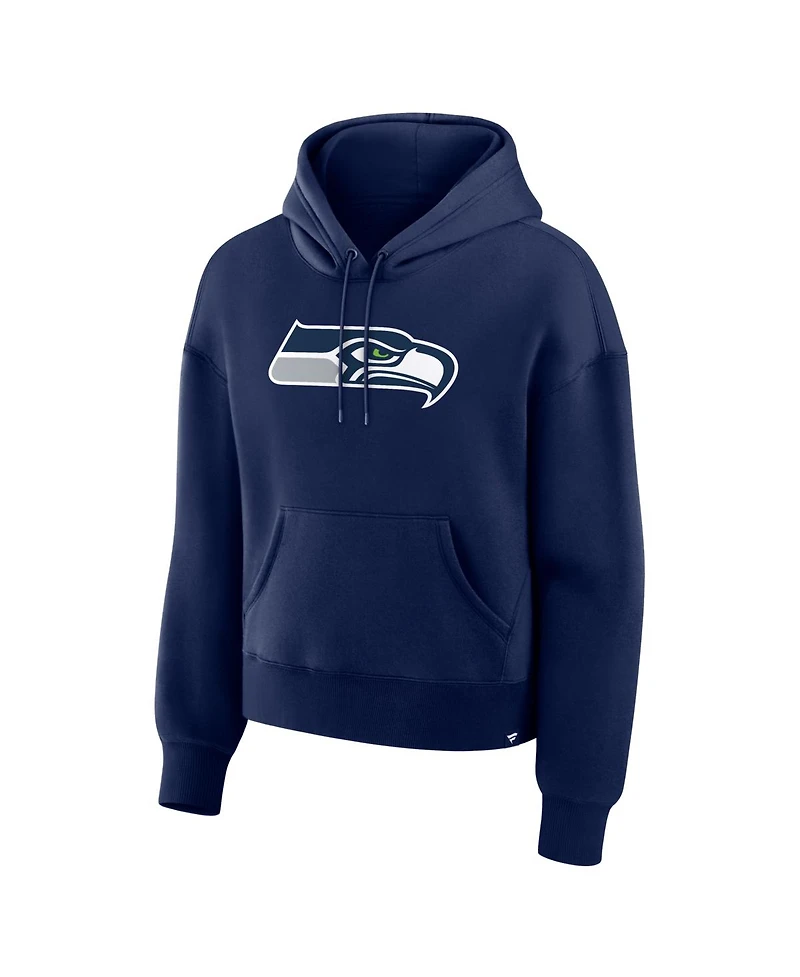 Fanatics Women's College Navy Seattle Seahawks Relaxed High Hip Essential Legacy Hoodie