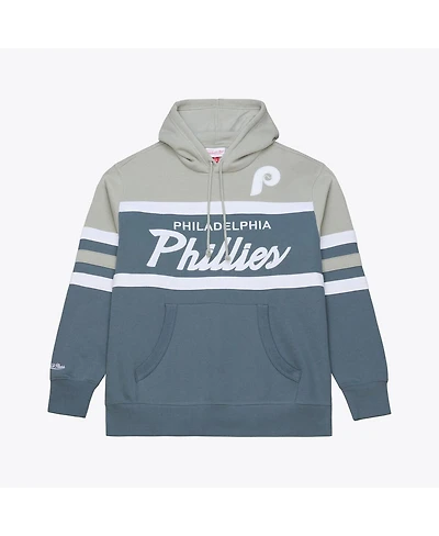 Mitchell & Ness Men's Gray Philadelphia Phillies Cooperstown Collection Thunderstorm Head Coach Hoodie