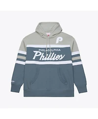Mitchell & Ness Men's Gray Philadelphia Phillies Cooperstown Collection Thunderstorm Head Coach Hoodie