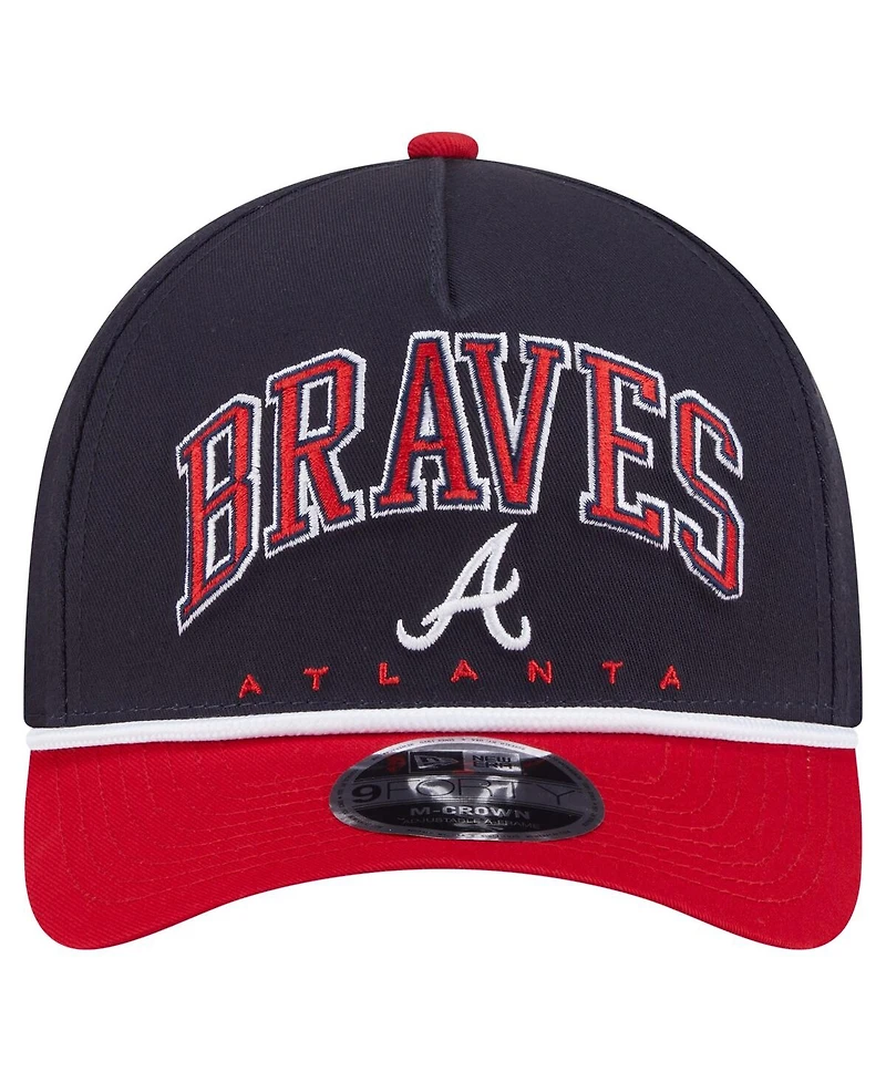 New Era Men's Navy/Red Atlanta Braves Arch 9FORTY A-Frame M-Crown Adjustable Hat