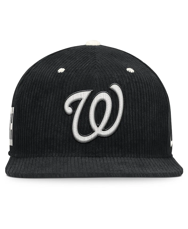 Nike Men's Black Washington Nationals Pro Corduroy Structured Snapback Hat