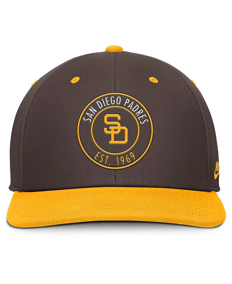 Nike Men's Brown/Gold San Diego Padres Cooperstown Collection Pro Dri-fit Snapback Hat