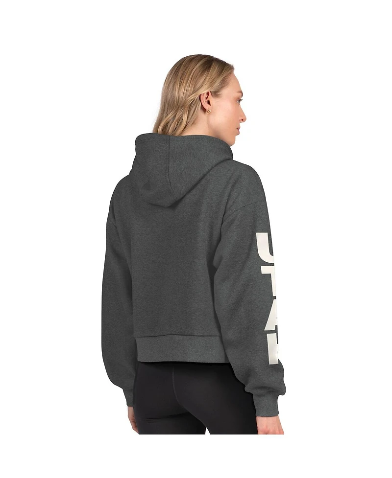 Starter Women's Heather Charcoal Utah Mammoth Star Player Cropped Fleece Hoodie