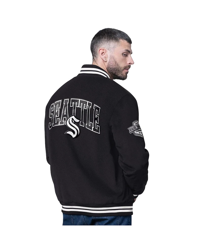 Starter Men's Black Seattle Kraken Blackout Varsity Jacket