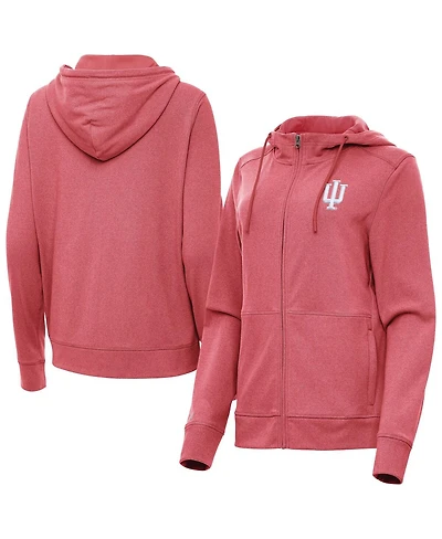 Antigua Women's Heather Crimson Indiana Hoosiers Seeker Full-Zip Hoodie Jacket