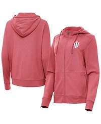 Antigua Women's Heather Crimson Indiana Hoosiers Seeker Full-Zip Hoodie Jacket