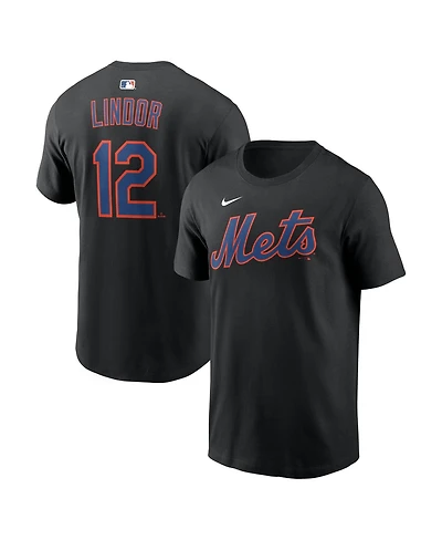 Nike Men's Francisco Lindor Black New York Mets Home Name Number T-Shirt