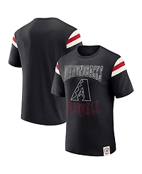 Darius Rucker Collection By Fanatics Men's Black Arizona Diamondbacks Distressed Sleeve Stripe T-Shirt