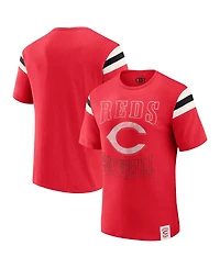 Darius Rucker Collection By Fanatics Men's Red Cincinnati Reds Distressed Sleeve Stripe T-Shirt