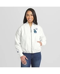 Wear by Erin Andrews Women's White Los Angeles Dodgers Full-Zip Bomber Jacket
