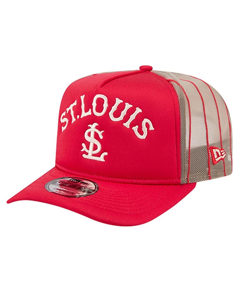 New Era Men's Red St. Louis Cardinals Vintage Arched Foam Front 9FIFTY A-Frame Adjustable Trucker Hat