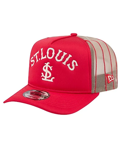 New Era Men's Red St. Louis Cardinals Vintage Arched Foam Front 9FIFTY A-Frame Adjustable Trucker Hat
