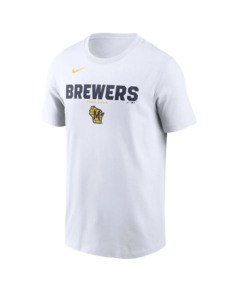 Nike Men's White Milwaukee Brewers Bold Team Name T-Shirt