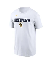 Nike Men's White Milwaukee Brewers Bold Team Name T-Shirt