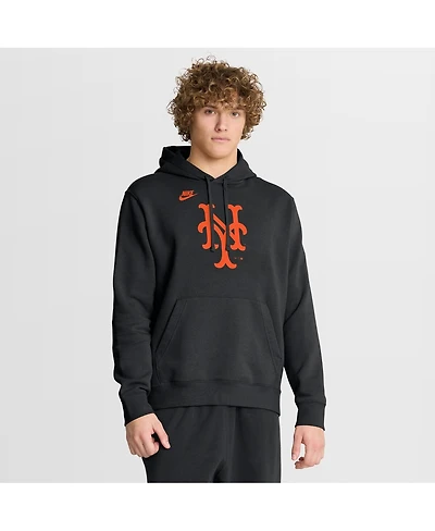 Nike Men's Black New York Mets Cooperstown Collection Logo Club Hoodie