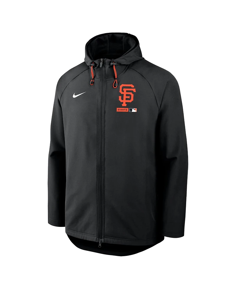 Nike Men's Black San Francisco Giants Authentic Collection Raglan Therma-fit Full-Zip Hooded Jacket