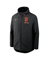 Nike Men's Black San Francisco Giants Authentic Collection Raglan Therma-fit Full-Zip Hooded Jacket