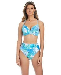 Bleu By Rod Beattie Womens Riviera Retreat Over The Shoulder Underwire D Cup Swim Bikini Top High Waist Bottoms