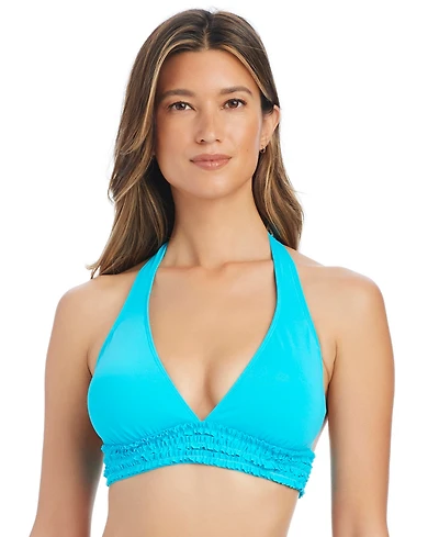 Bleu by Rod Beattie Women's Rufflicious Halter Neck Swim Bikini Top