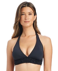 Bleu by Rod Beattie Women's Rufflicious Halter Neck Swim Bikini Top