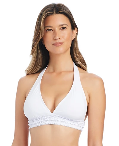 Bleu by Rod Beattie Women's Rufflicious Halter Neck Swim Bikini Top