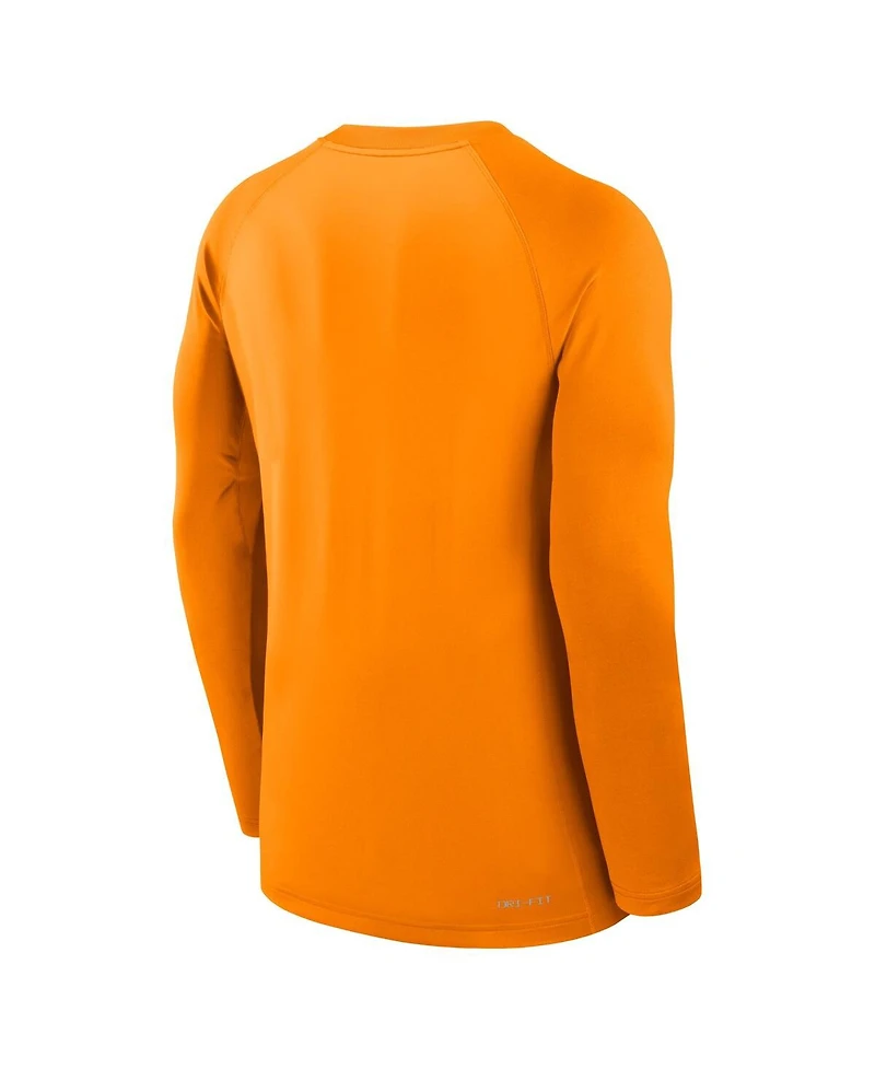 Nike Men's Tennessee Orange Volunteers Dugout Game Time Raglan Dri-fit Long Sleeve T-Shirt