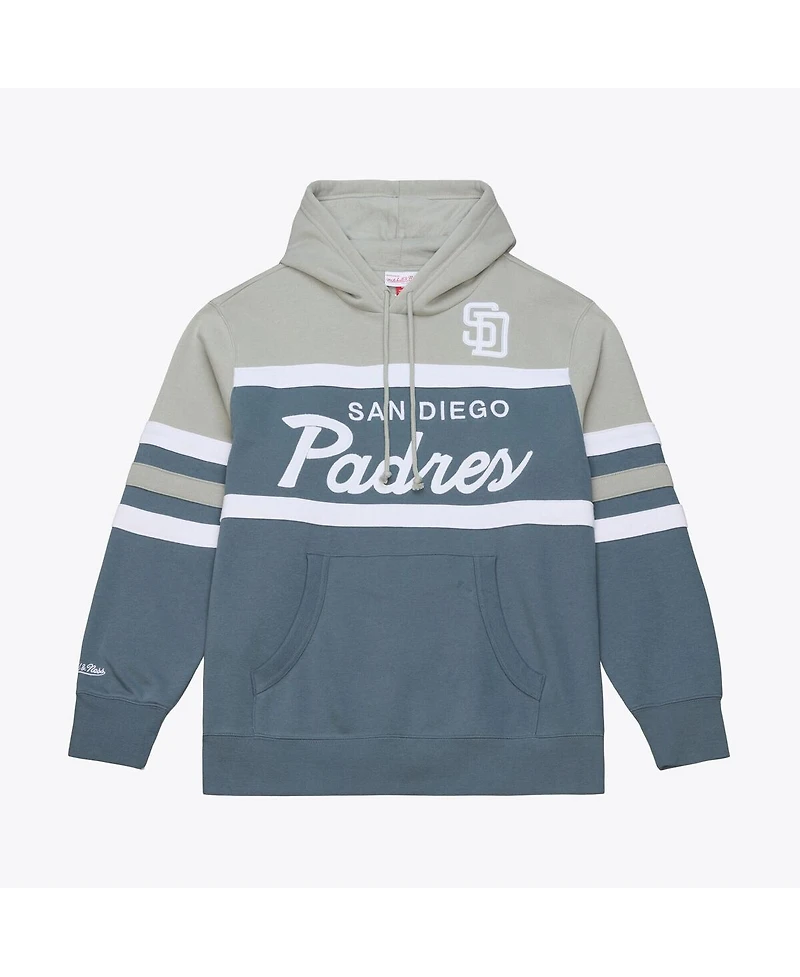 Mitchell & Ness Men's Gray San Diego Padres Cooperstown Collection Thunderstorm Head Coach Hoodie