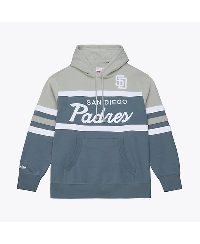 Mitchell & Ness Men's Gray San Diego Padres Cooperstown Collection Thunderstorm Head Coach Hoodie