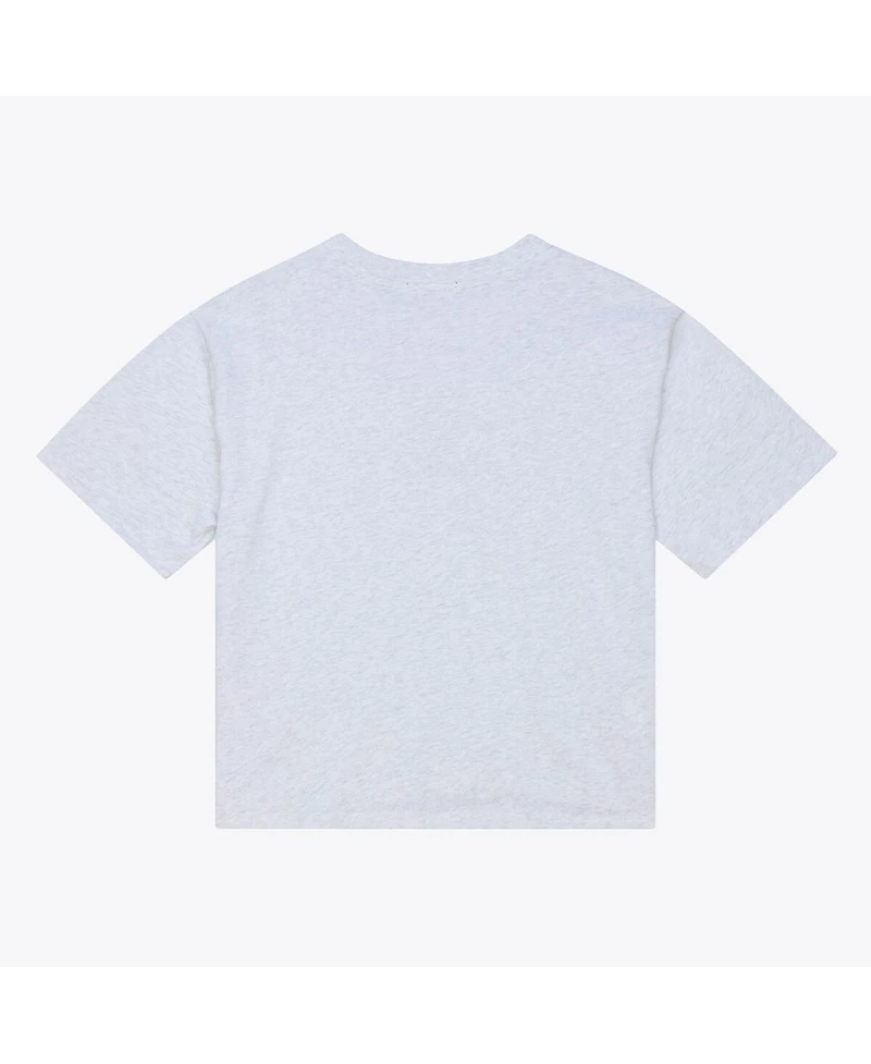 Mitchell & Ness Women's Heather Gray New York Yankees Script Cropped Boxy T-Shirt