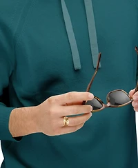 Macy's Cross Band Ring in 14k Yellow Gold Plated Sterling Silver