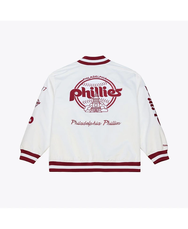 Mitchell & Ness Men's White Philadelphia Phillies Cooperstown Collection Arctic Lightweight Satin Full-Snap Jacket