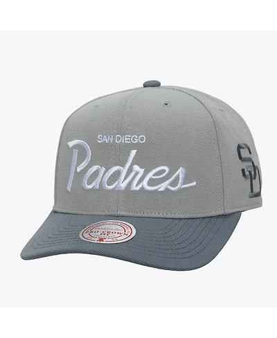Mitchell & Ness Men's Gray San Diego Padres Cooperstown Thunderstorm Head Coach Pro-Crown Adjustable Hat