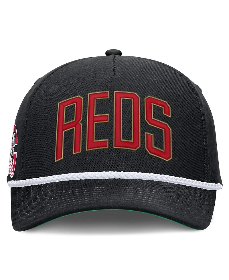 Nike Men's Black Cincinnati Reds Cooperstown Collection Rise Adjustable Hat