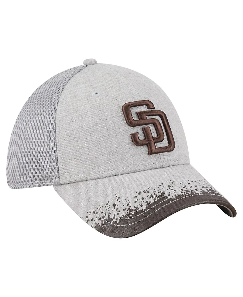 New Era Men's Gray San Diego Padres Visor Paint Splatter 39THIRTY Flex Hat