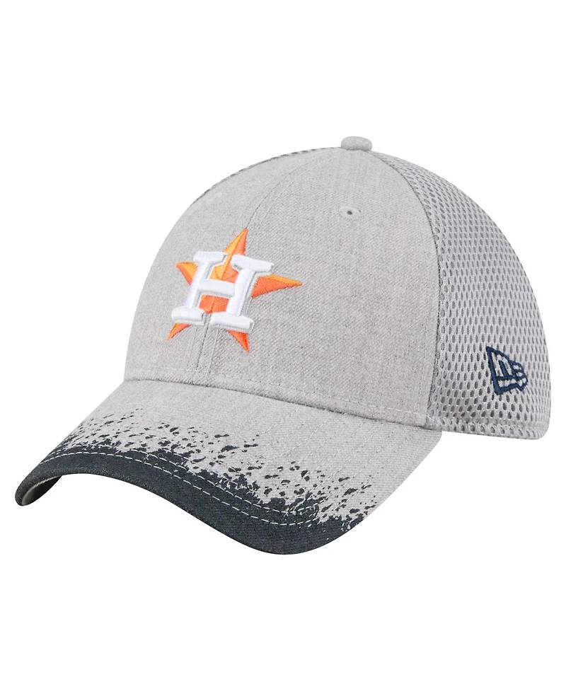 New Era Men's Gray Houston Astros Visor Paint Splatter 39THIRTY Flex Hat