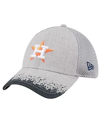 New Era Men's Gray Houston Astros Visor Paint Splatter 39THIRTY Flex Hat