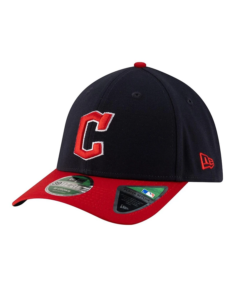 New Era Men's Navy Cleveland Guardians Player Replica 39THIRTY M-Crown Flex Hat