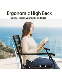Mondawe 2-Piece Outdoor Dining Chair Set, Heavy-Duty Iron Frame with E-Coating, All-Weather Patio Chairs, Sandstone