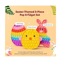 Sperric Easter Plush Bunny & Pop It Toys Bundle, Soft Baby Bunny Holding Carrot and 3-Pack Rainbow Bunny, Chicken & Egg Pop Fidget Toys