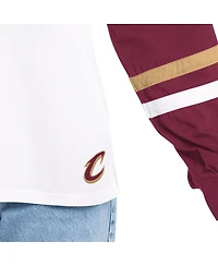 G-iii 4Her by Carl Banks Women's White/Wine Cleveland Cavaliers Key Player Oversized Hooded Long Sleeve T-Shirt