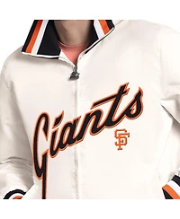 Starter Men's White San Francisco Giants The Captain Cooperstown Logo Full-Zip Varsity Jacket
