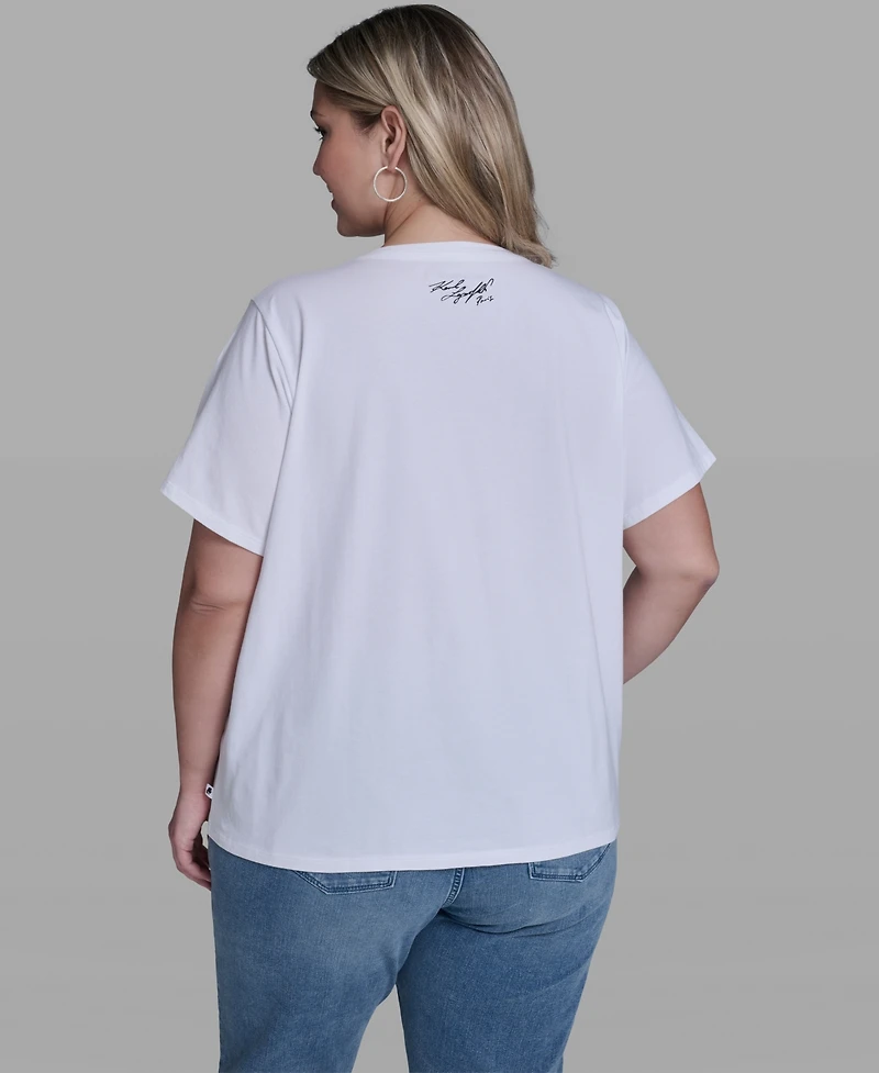 Karl Lagerfeld Paris Plus Watercolor Crewneck T-Shirt