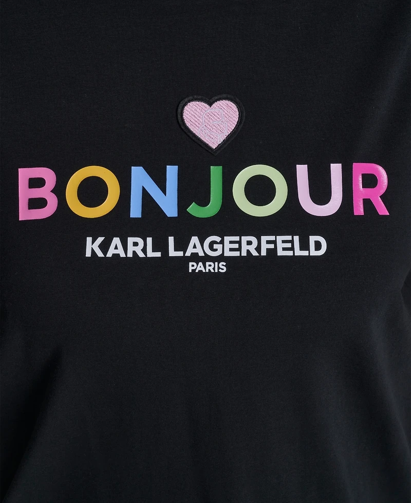 Karl Lagerfeld Paris Plus Bonjour Crew Neck T-Shirt