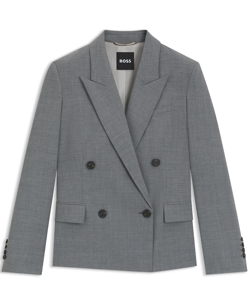 Boss by Hugo Women's Melange Virgin Wool Double-Breasted Blazer